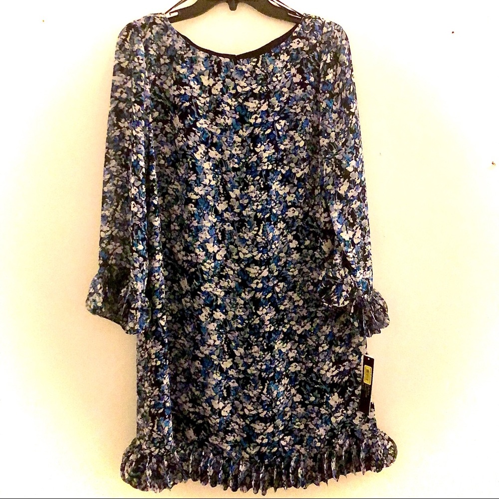 Tahari blue floral dress 10